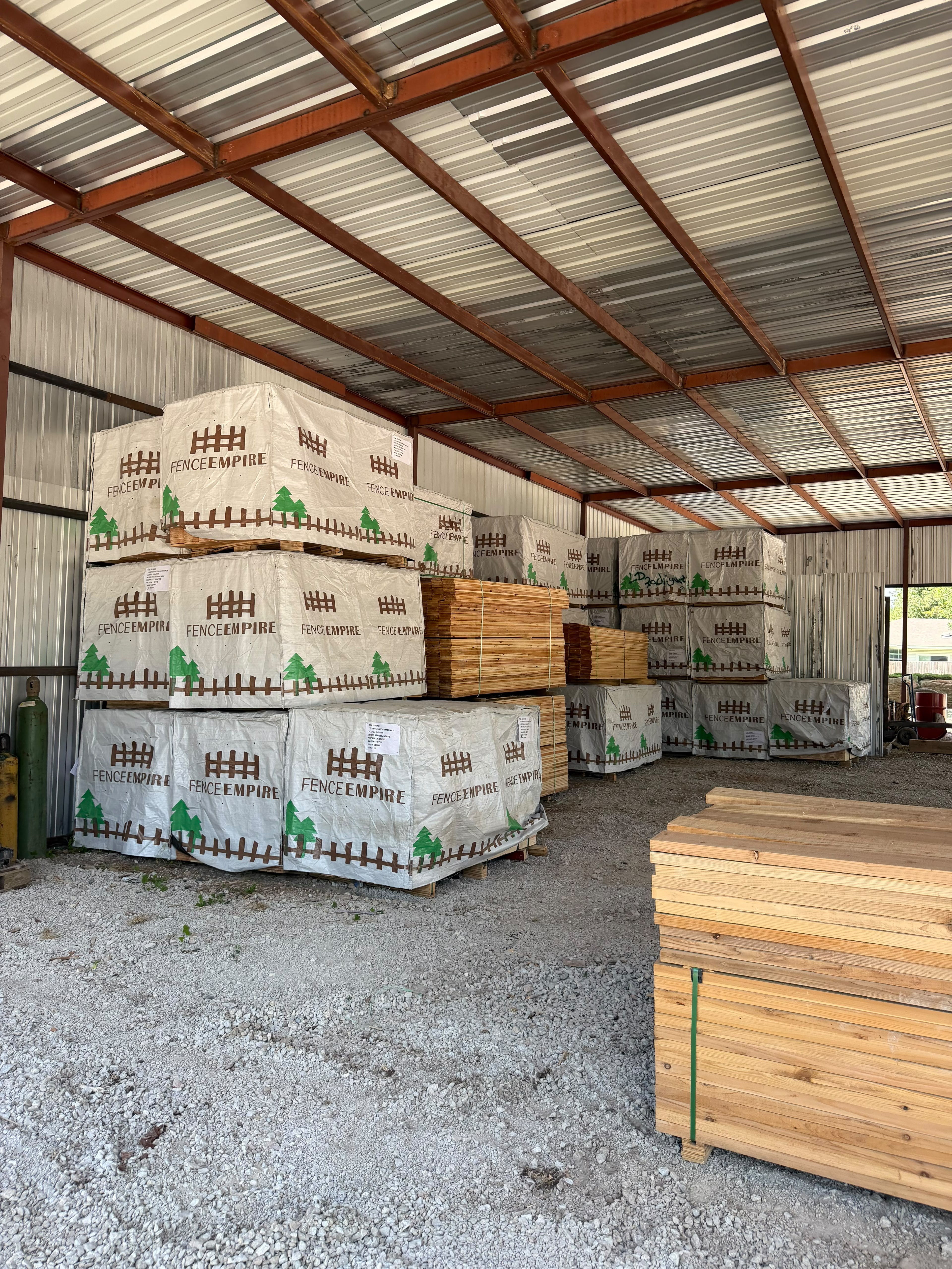 Fence Empire cedar inventory outdoor warehouse